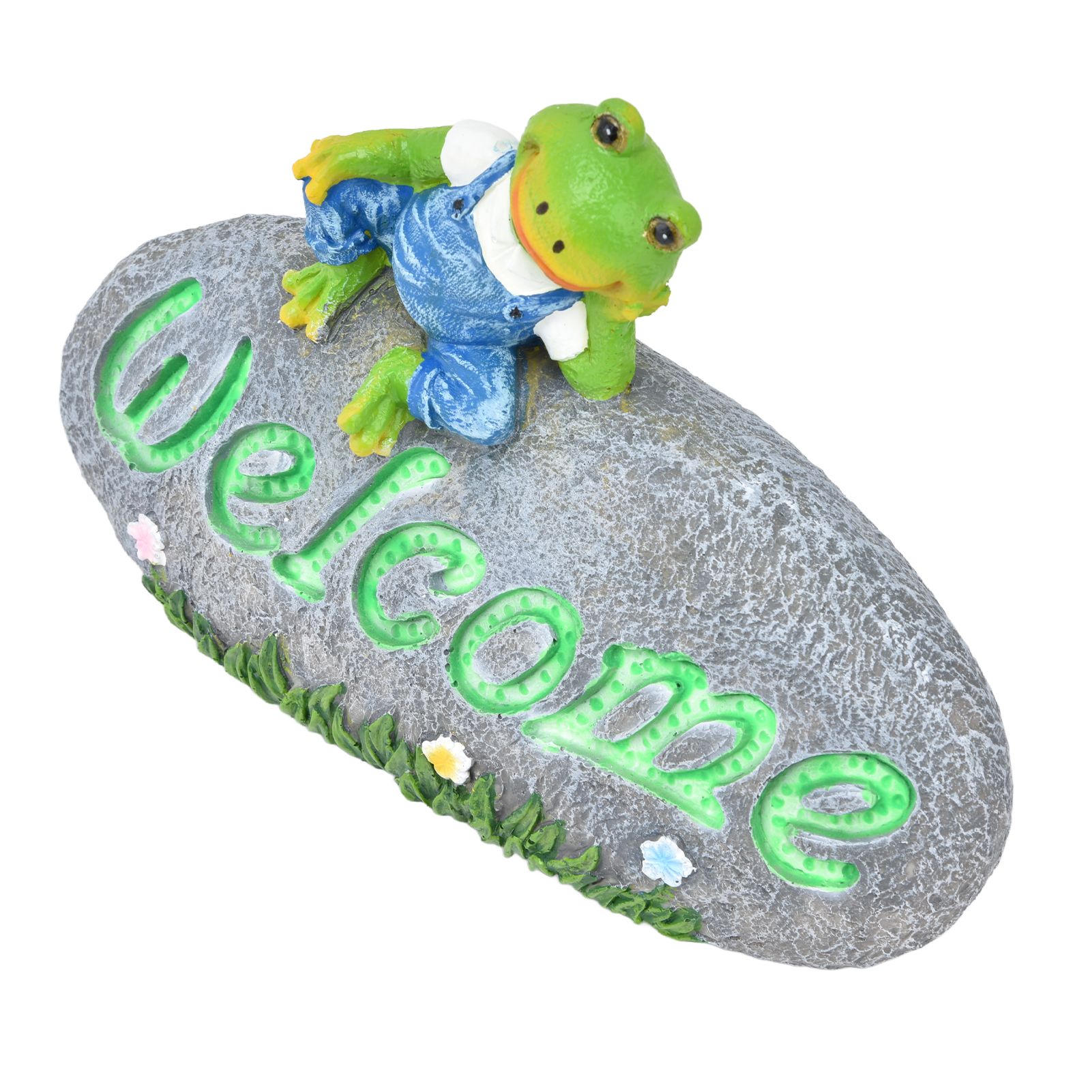 Welcome Frog Statue Luminous Garden Decor Resin Craftwork Patio Yard Lawn view 5