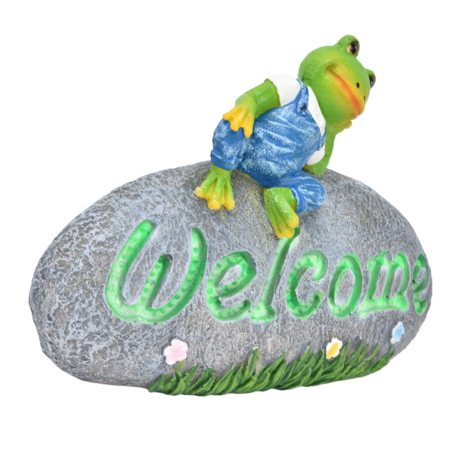 Welcome Frog Statue Luminous Garden Decor Resin Craftwork Patio Yard Lawn view 7