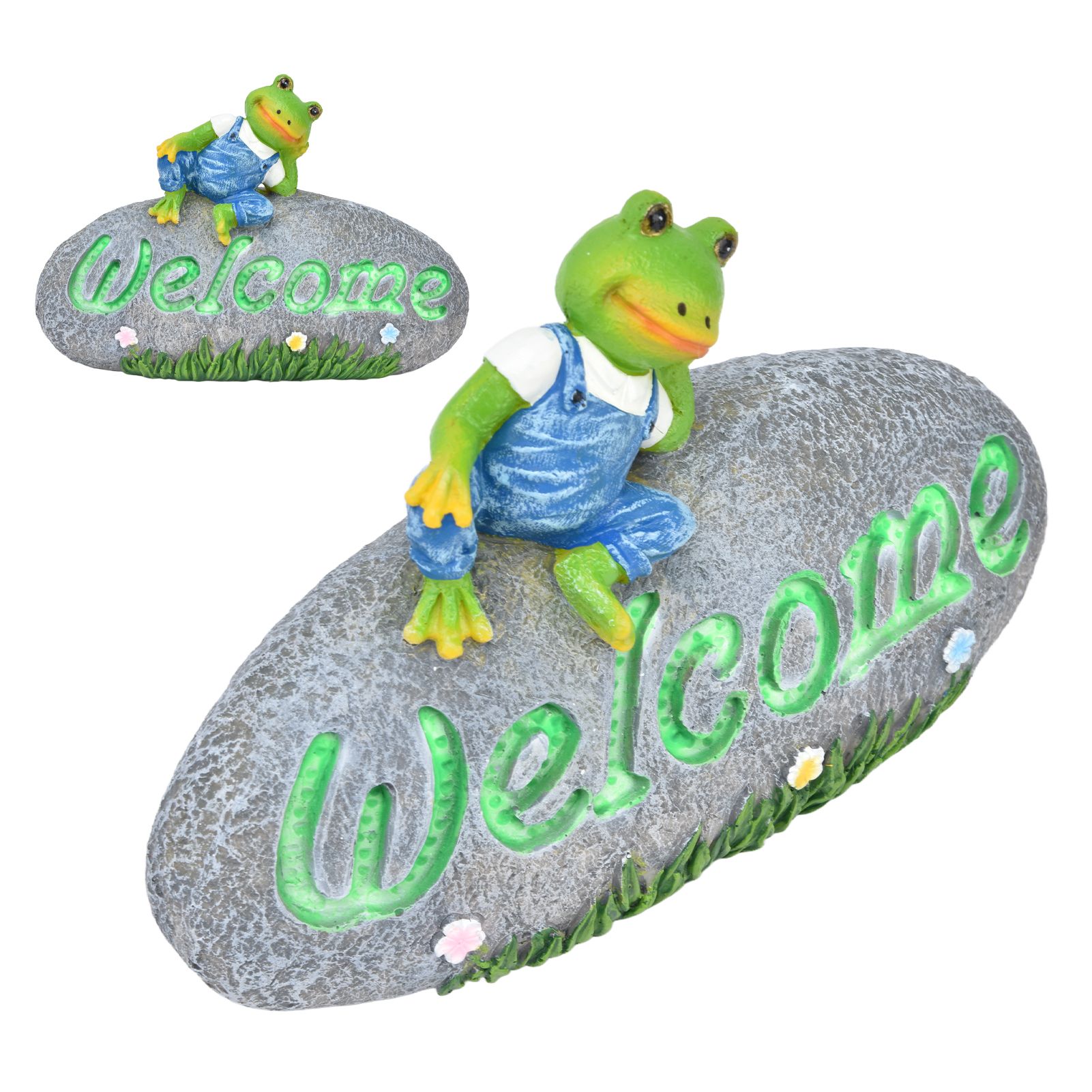 Welcome Frog Statue Luminous Garden Decor Resin Craftwork Patio Yard Lawn view 10