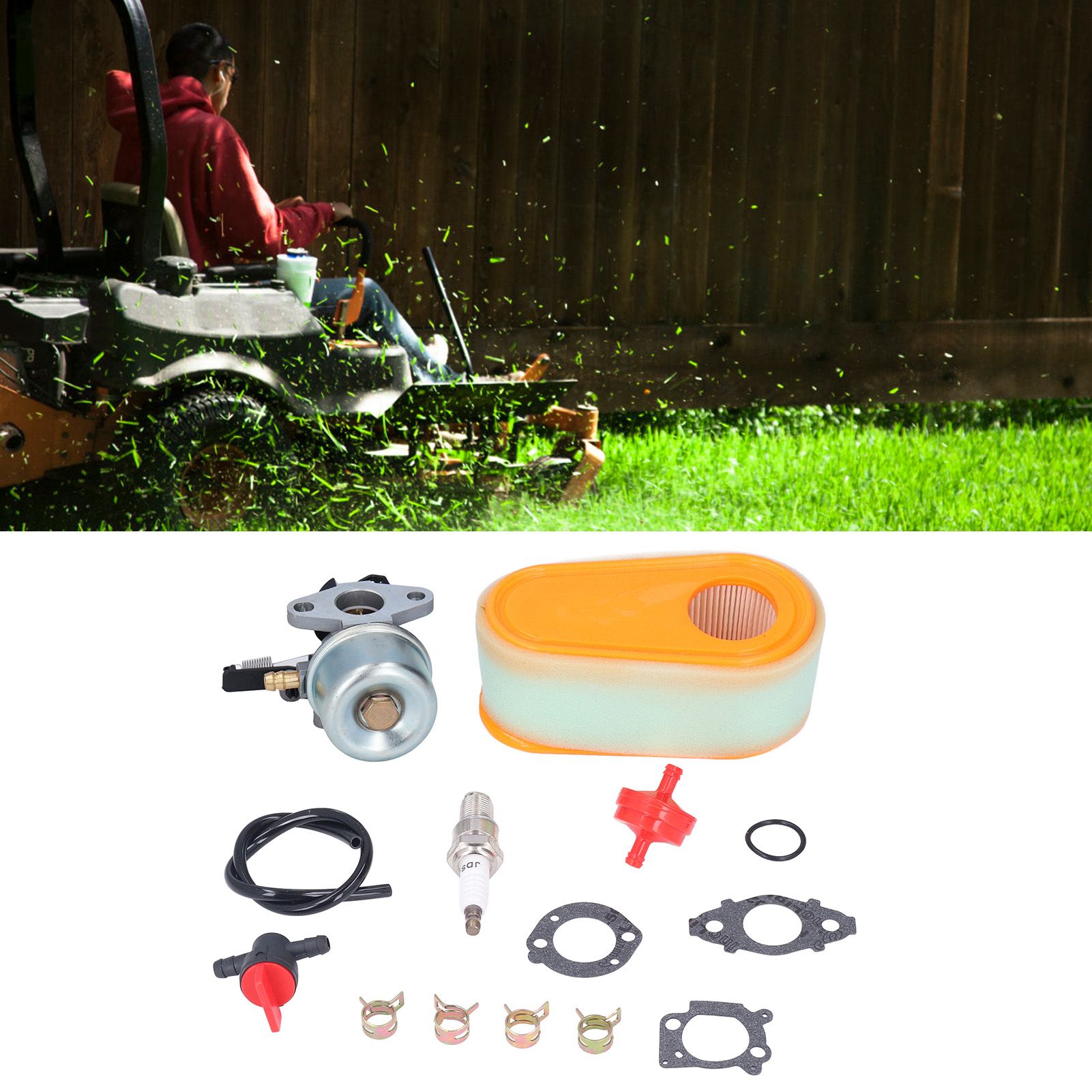 Carburetor Replacement Kit with Fuel Filter Spark Plug for 875 Exi 190 CC Lawn view 12