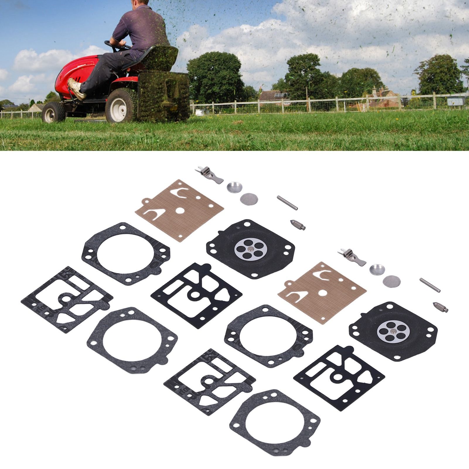 2Set Carburetor Carb Repair Kit Garden Lawn Mower Rebuild Kit Accessory for view 11