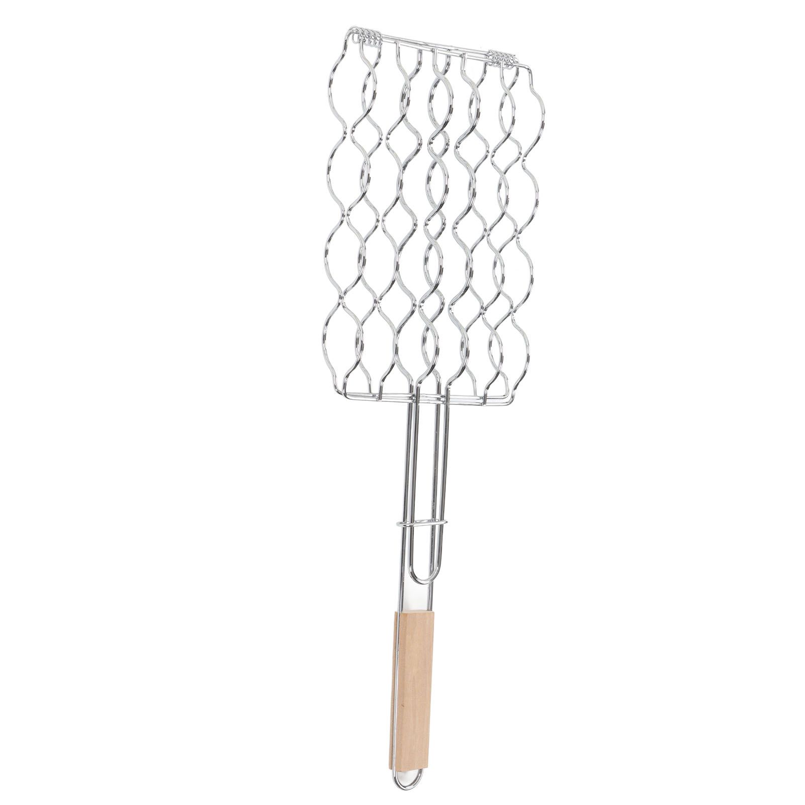 Corn Grilling Basket Stainless Steel Beech Wood Handle Even Heat Distribution view 3