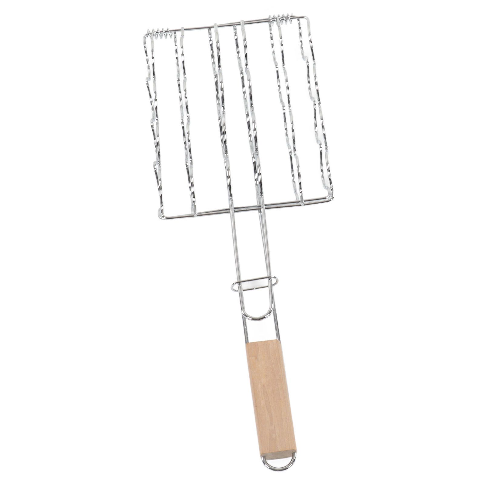 Corn Grilling Basket Stainless Steel Beech Wood Handle Even Heat Distribution view 4