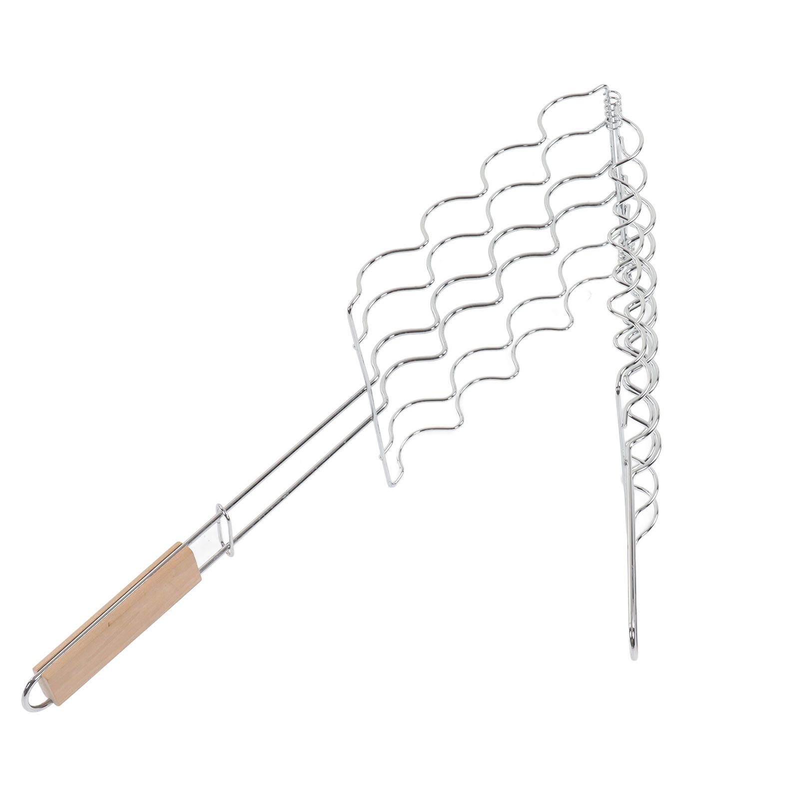 Corn Grilling Basket Stainless Steel Beech Wood Handle Even Heat Distribution view 5