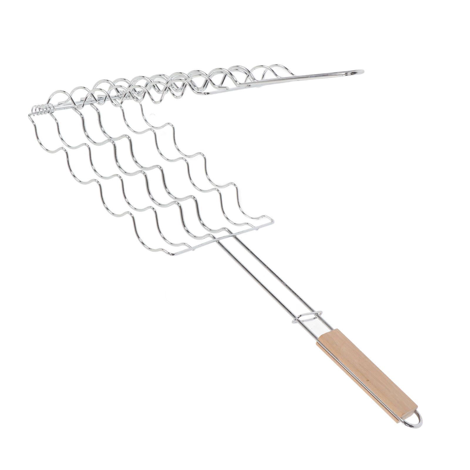 Corn Grilling Basket Stainless Steel Beech Wood Handle Even Heat Distribution view 7