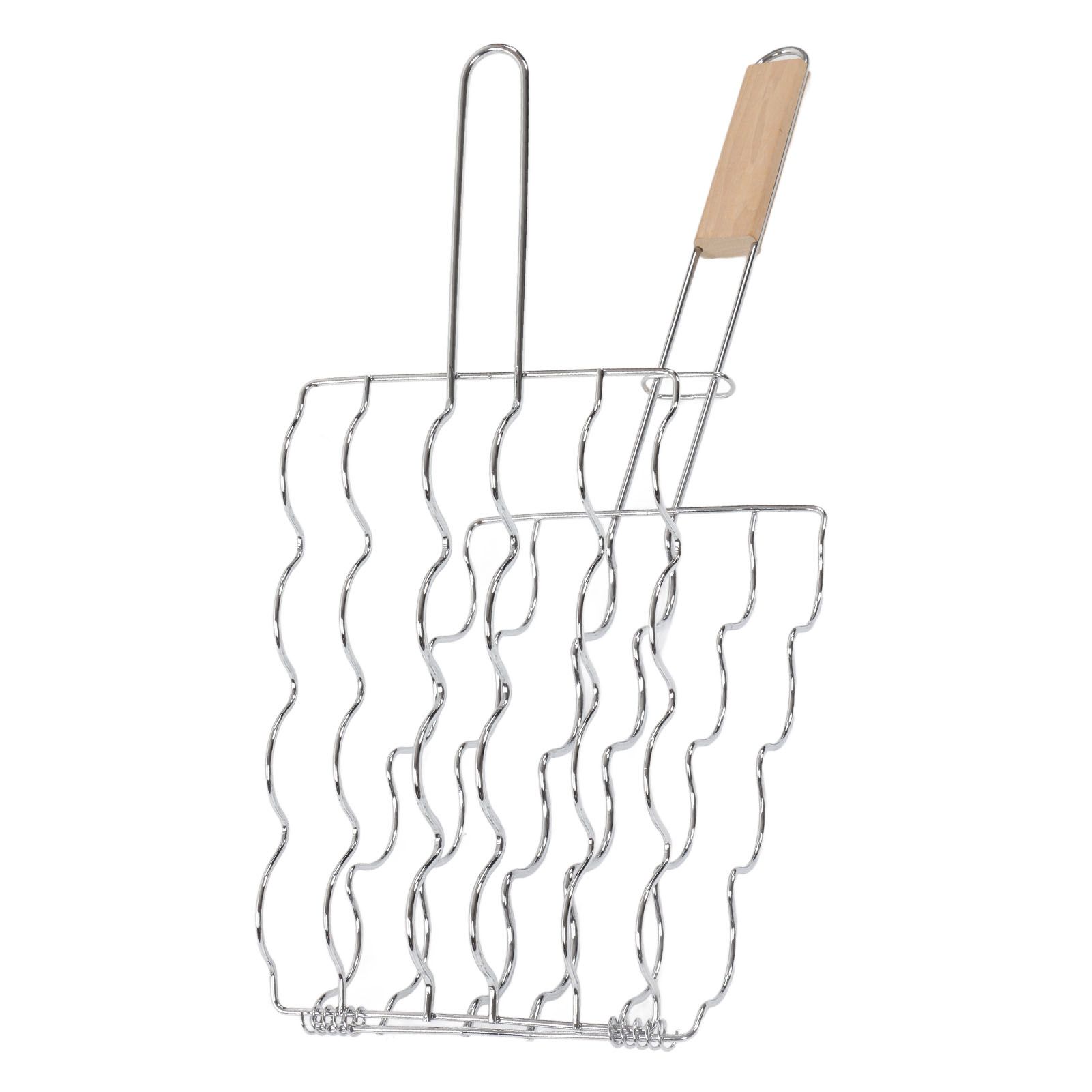 Corn Grilling Basket Stainless Steel Beech Wood Handle Even Heat Distribution view 8