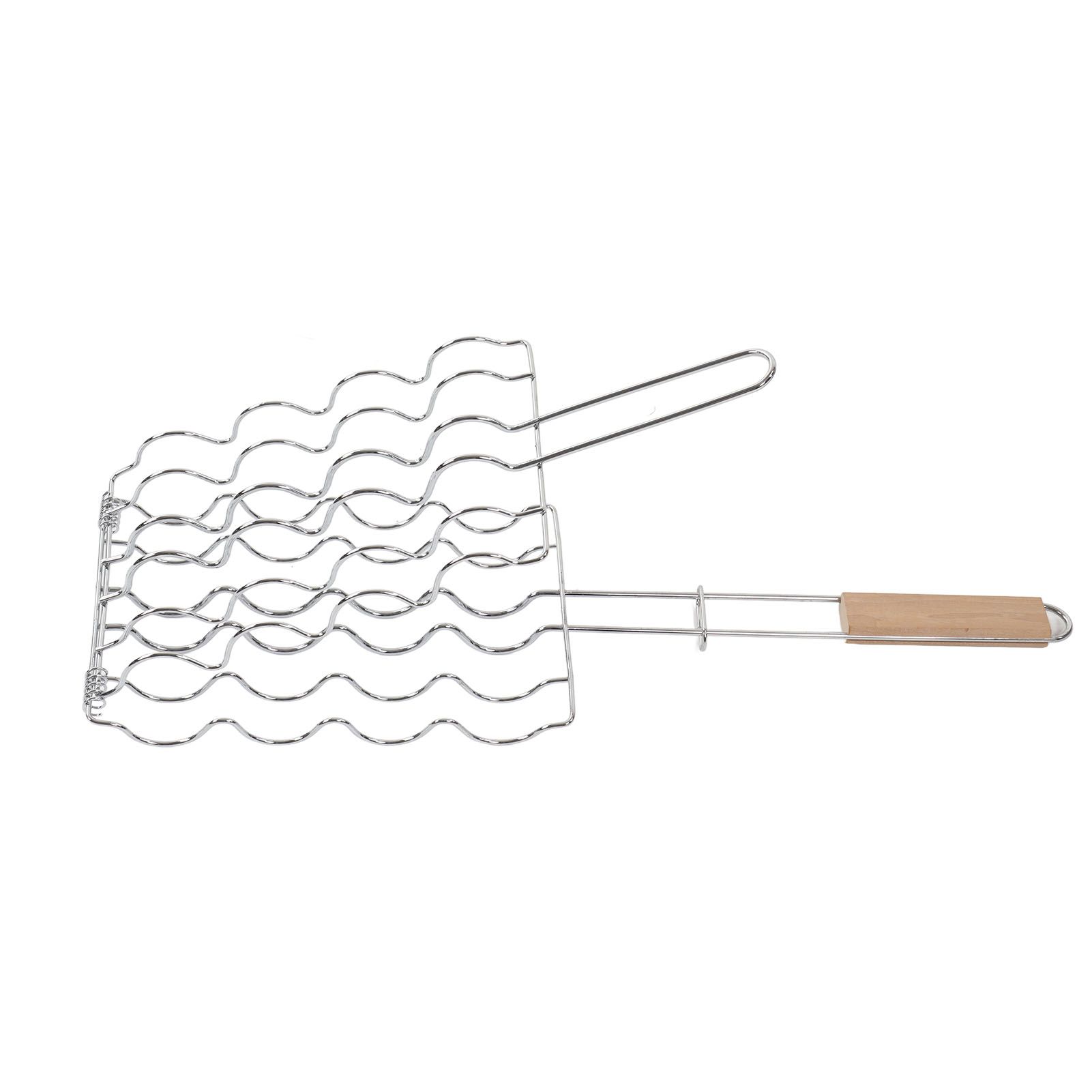Corn Grilling Basket Stainless Steel Beech Wood Handle Even Heat Distribution view 9