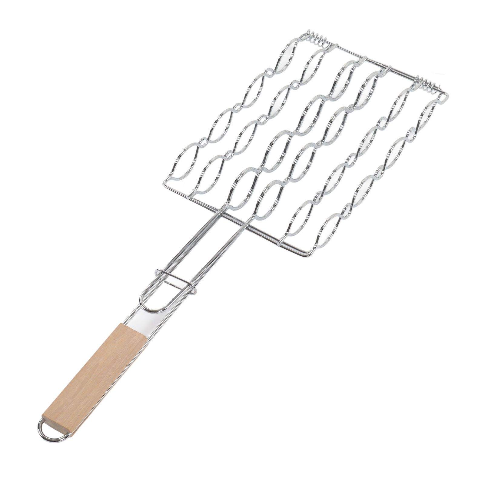 Corn Grilling Basket Stainless Steel Beech Wood Handle Even Heat Distribution view 10
