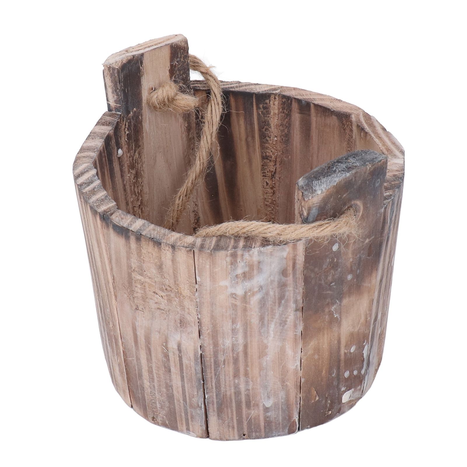 Barrel Planter Round Vintage Rustic Style Wall Hanging Wooden Garden Flower view 3