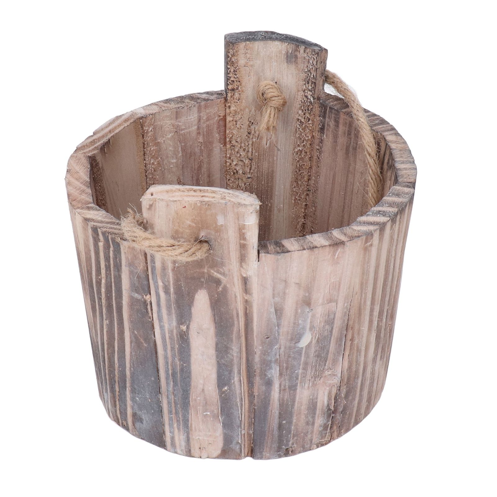 Barrel Planter Round Vintage Rustic Style Wall Hanging Wooden Garden Flower view 4