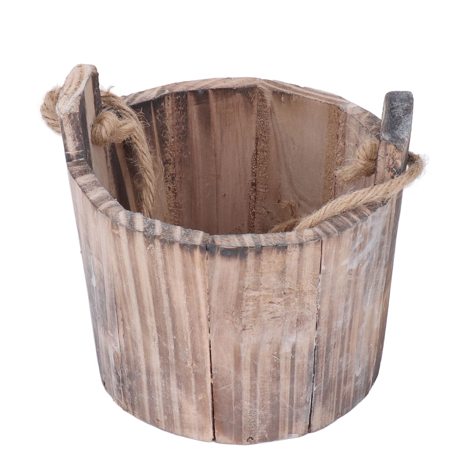 Barrel Planter Round Vintage Rustic Style Wall Hanging Wooden Garden Flower view 5