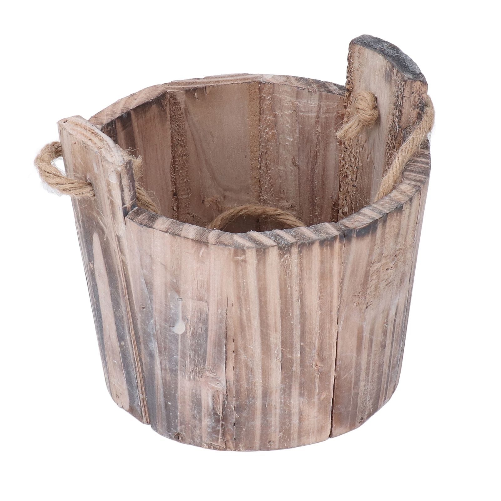 Barrel Planter Round Vintage Rustic Style Wall Hanging Wooden Garden Flower view 6