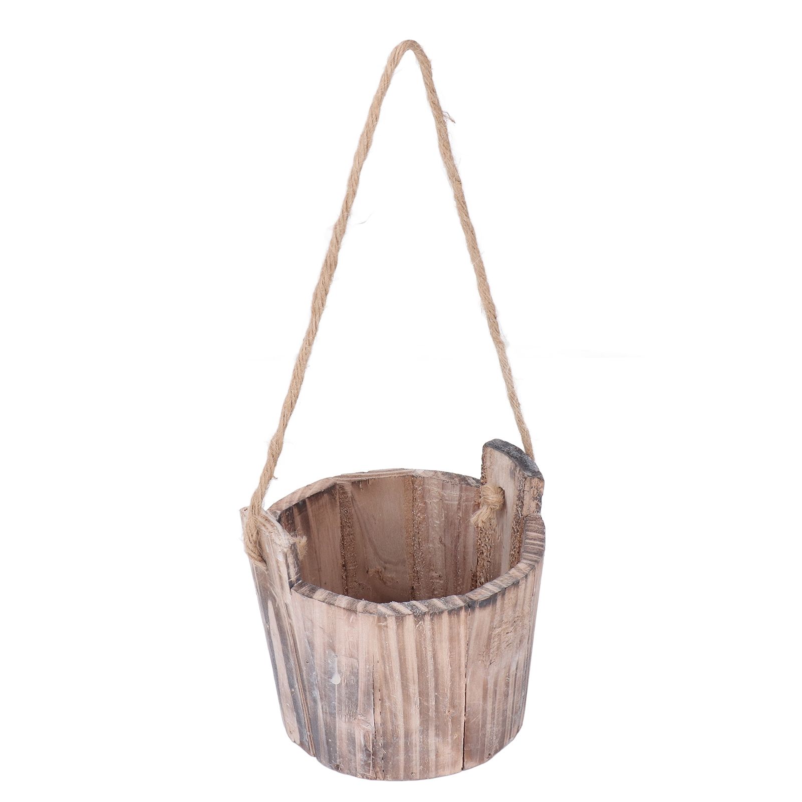Barrel Planter Round Vintage Rustic Style Wall Hanging Wooden Garden Flower view 7