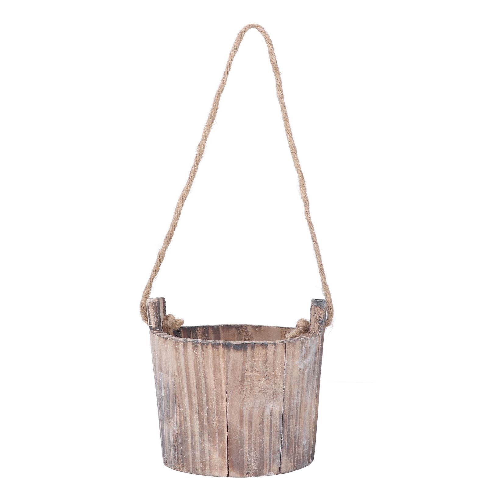 Barrel Planter Round Vintage Rustic Style Wall Hanging Wooden Garden Flower view 8