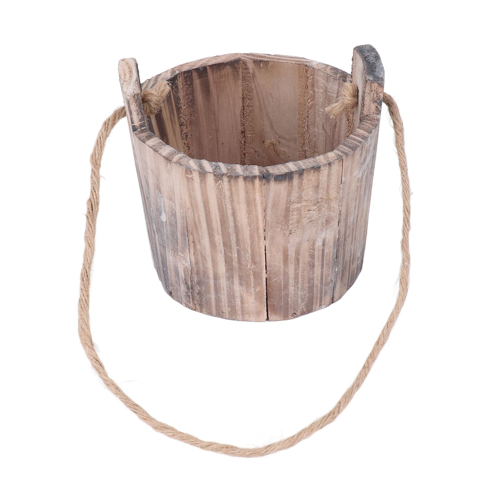 Barrel Planter Round Vintage Rustic Style Wall Hanging Wooden Garden Flower view 9