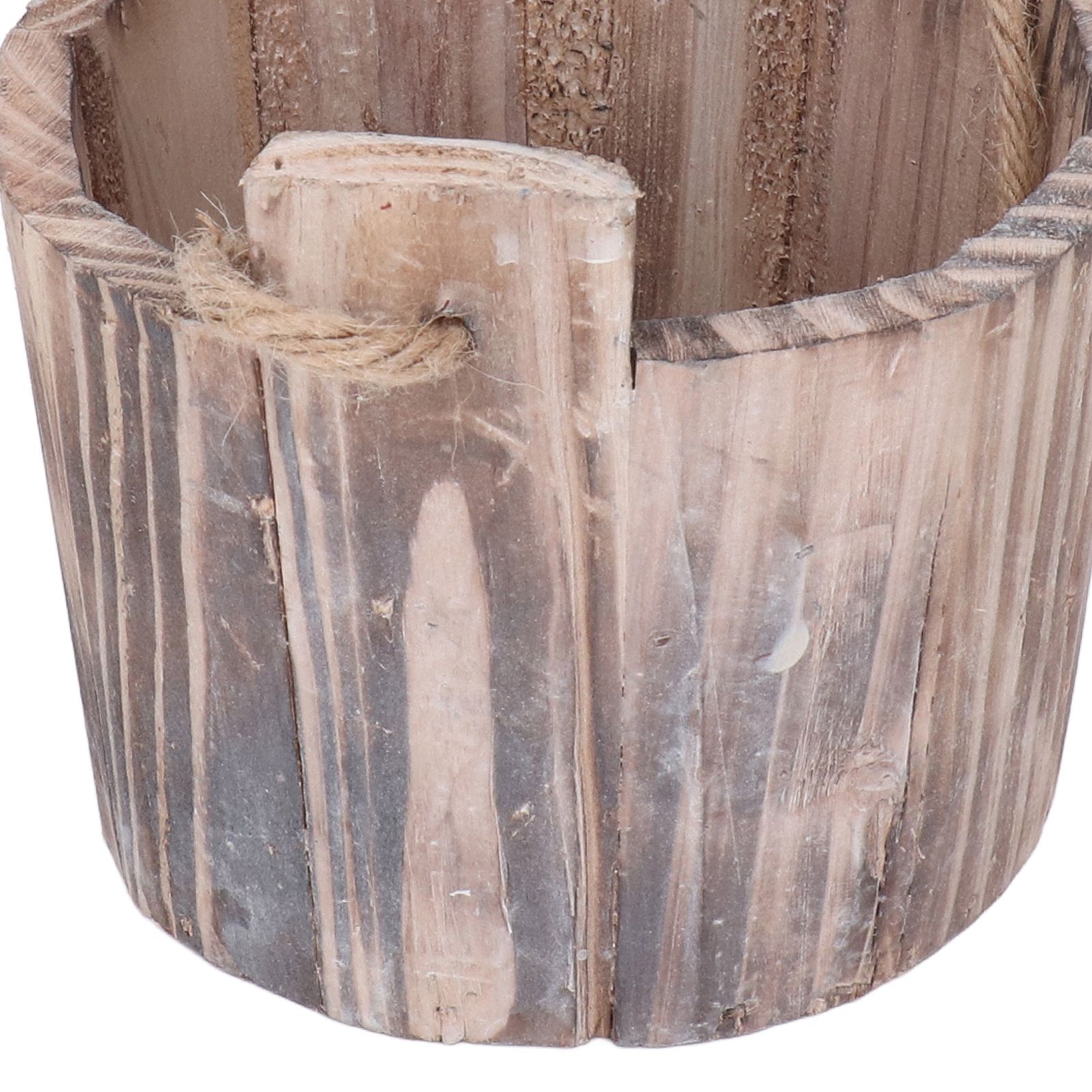 Barrel Planter Round Vintage Rustic Style Wall Hanging Wooden Garden Flower view 14