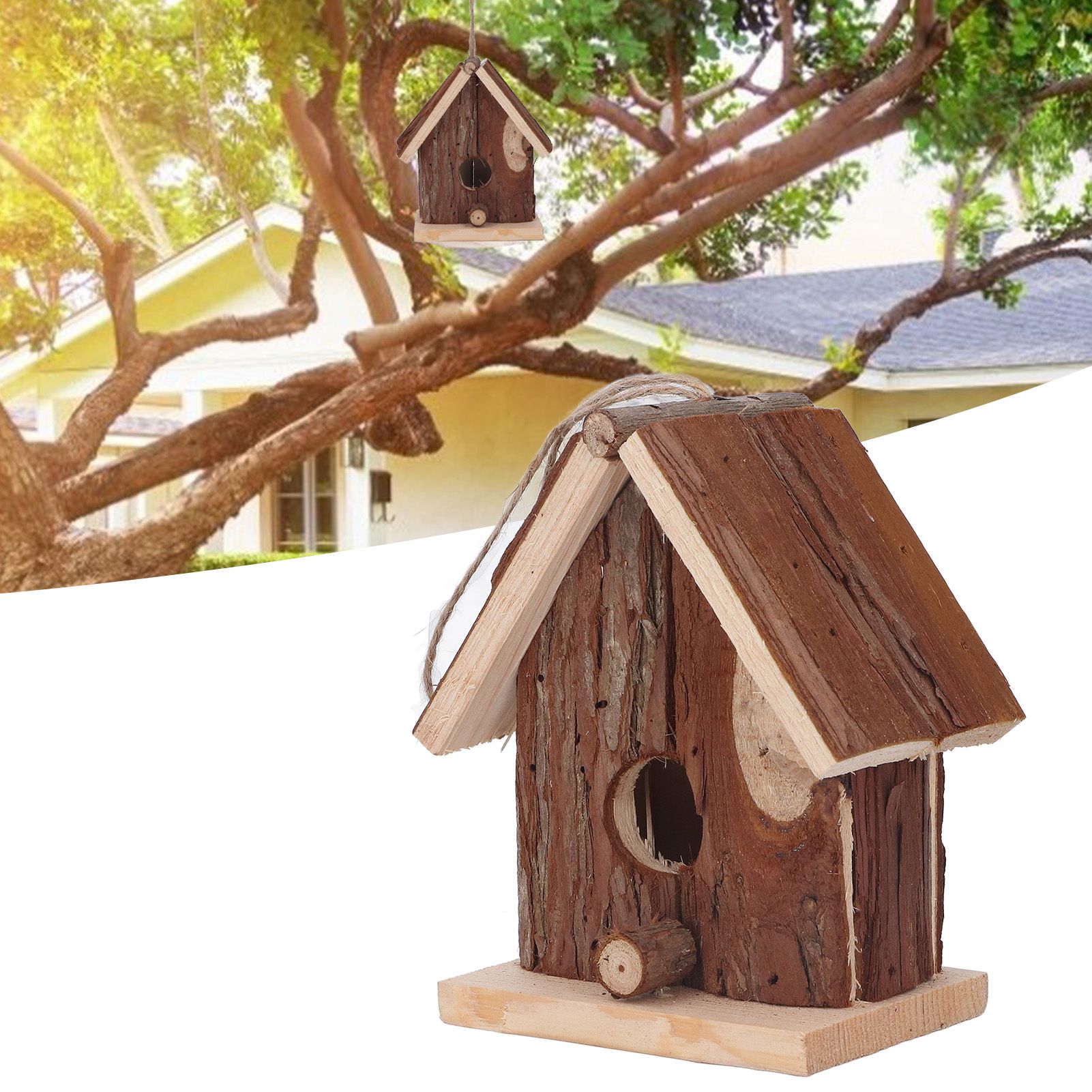 Wooden Bird House Hanging Retro Style Fir Wood Birdhouse for Outdoor Garden view 12