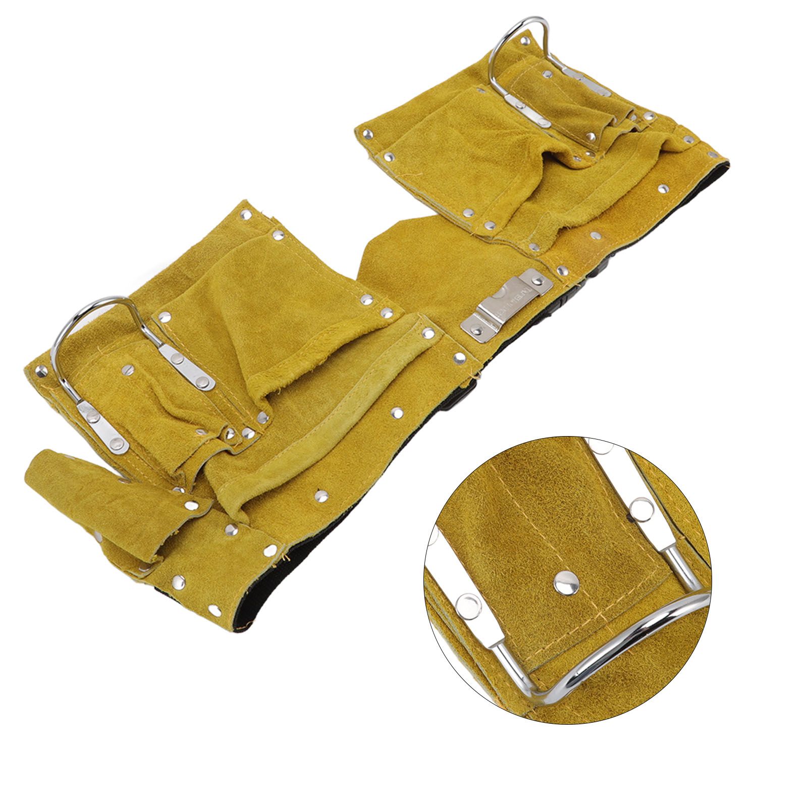 Leather Tool Belt Multiple Pockets Quick Release Buckle Wearproof Portable view 9