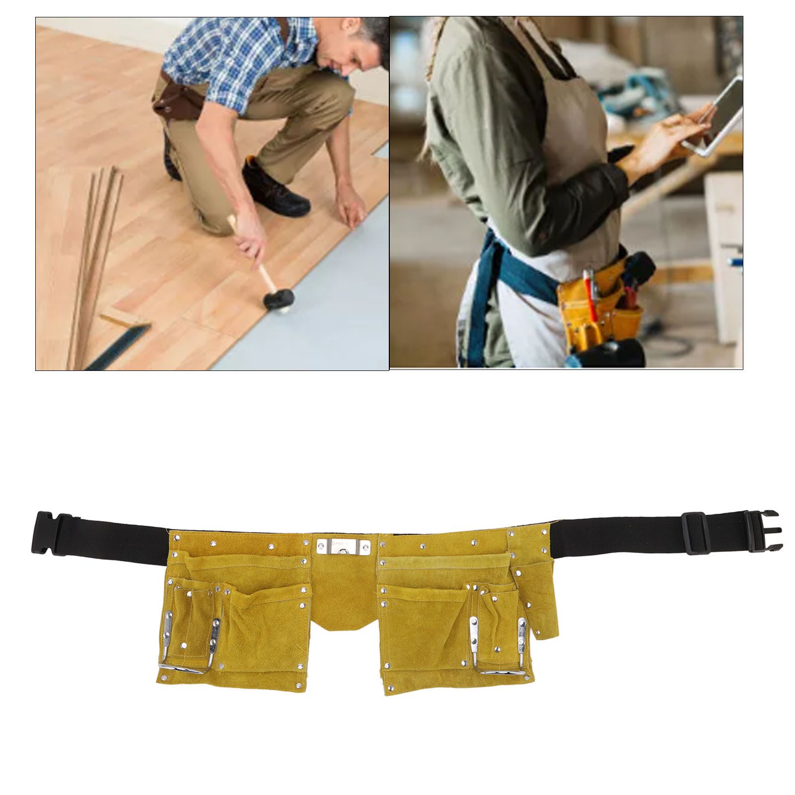 Leather Tool Belt Multiple Pockets Quick Release Buckle Wearproof Portable view 11
