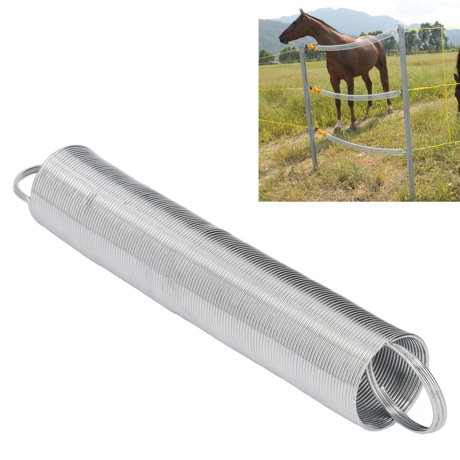 2pcs Electric Fence Spring Gates Stainless Steel 16 Feet Tension Livestock view 11