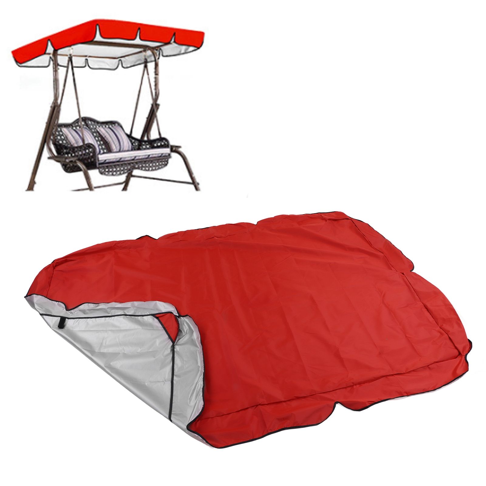 Outdoor Swing Canopy Silver Coated Oxford Cloth Waterproof Swing Chair Top view 12