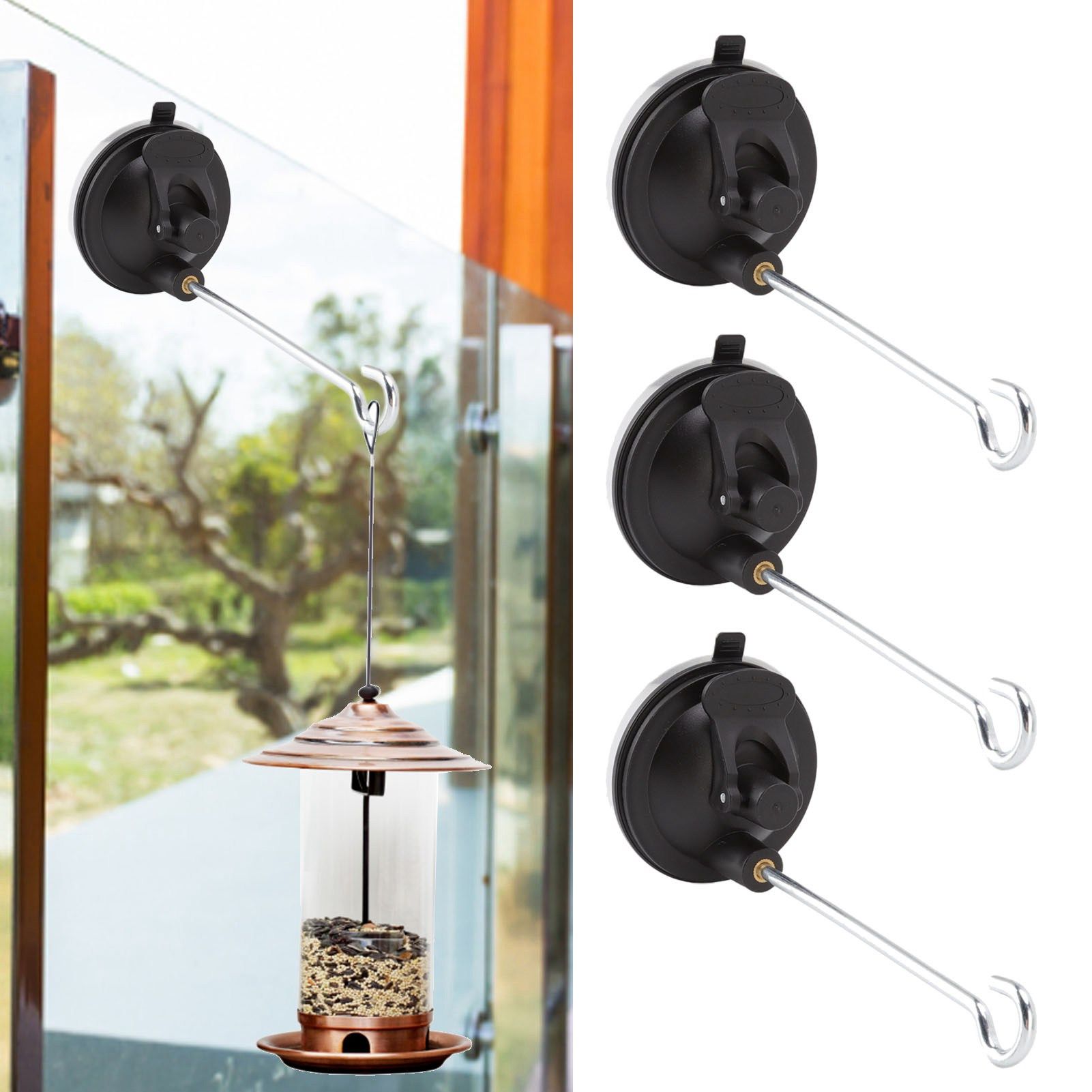 3 Pcs Bird Feeder Wall Hanger Window Suction Cup with Hanger Hook for Wind view 12
