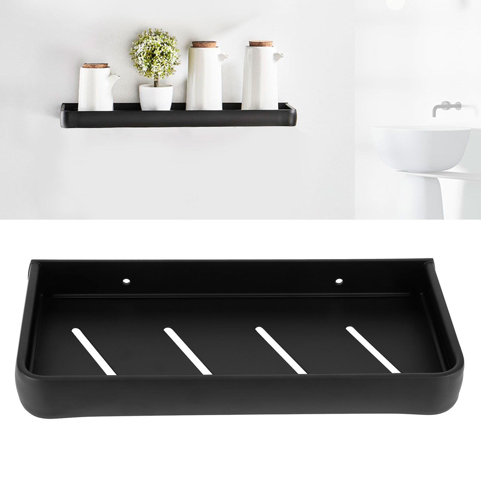 30cm Bathroom Shelf Space Aluminum Wall Mounted Hollow Storage Rack Basket view 9
