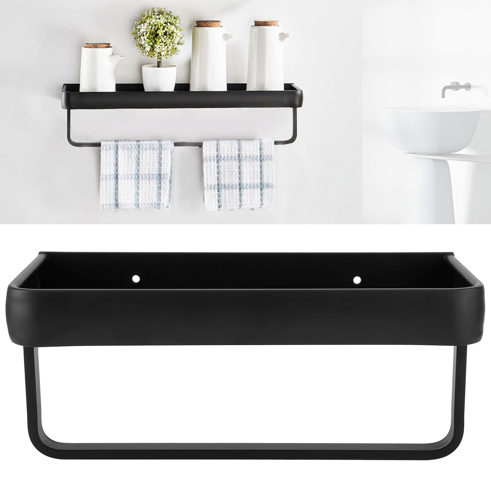 30cm Bathroom Shelf Space Aluminum Wall Mounted Hollow Storage Rack Basket view 9