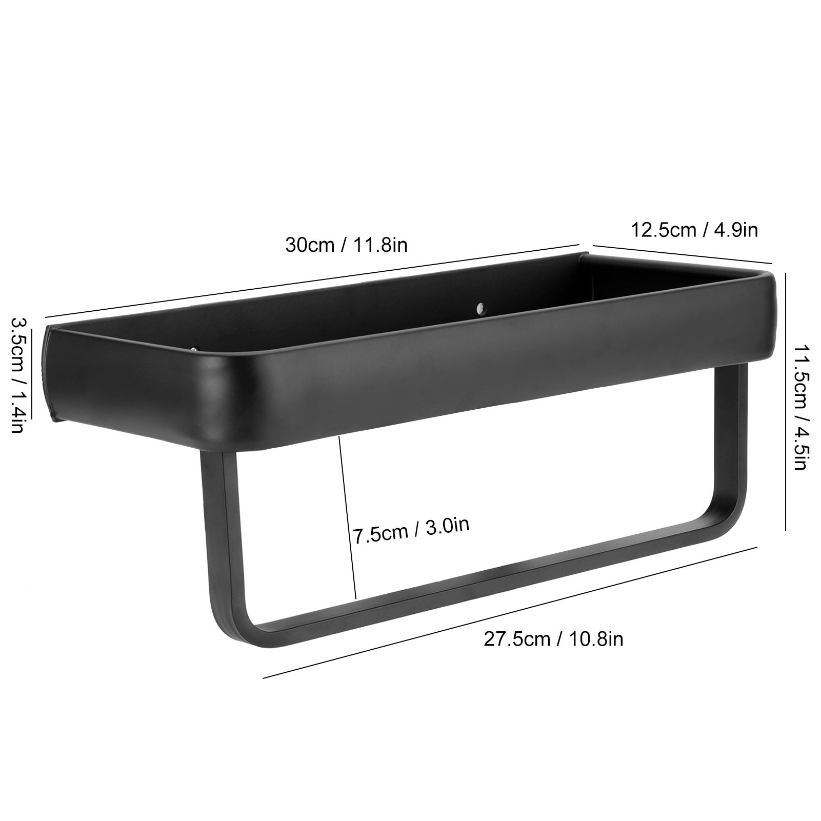 30cm Bathroom Shelf Space Aluminum Wall Mounted Hollow Storage Rack Basket view 14