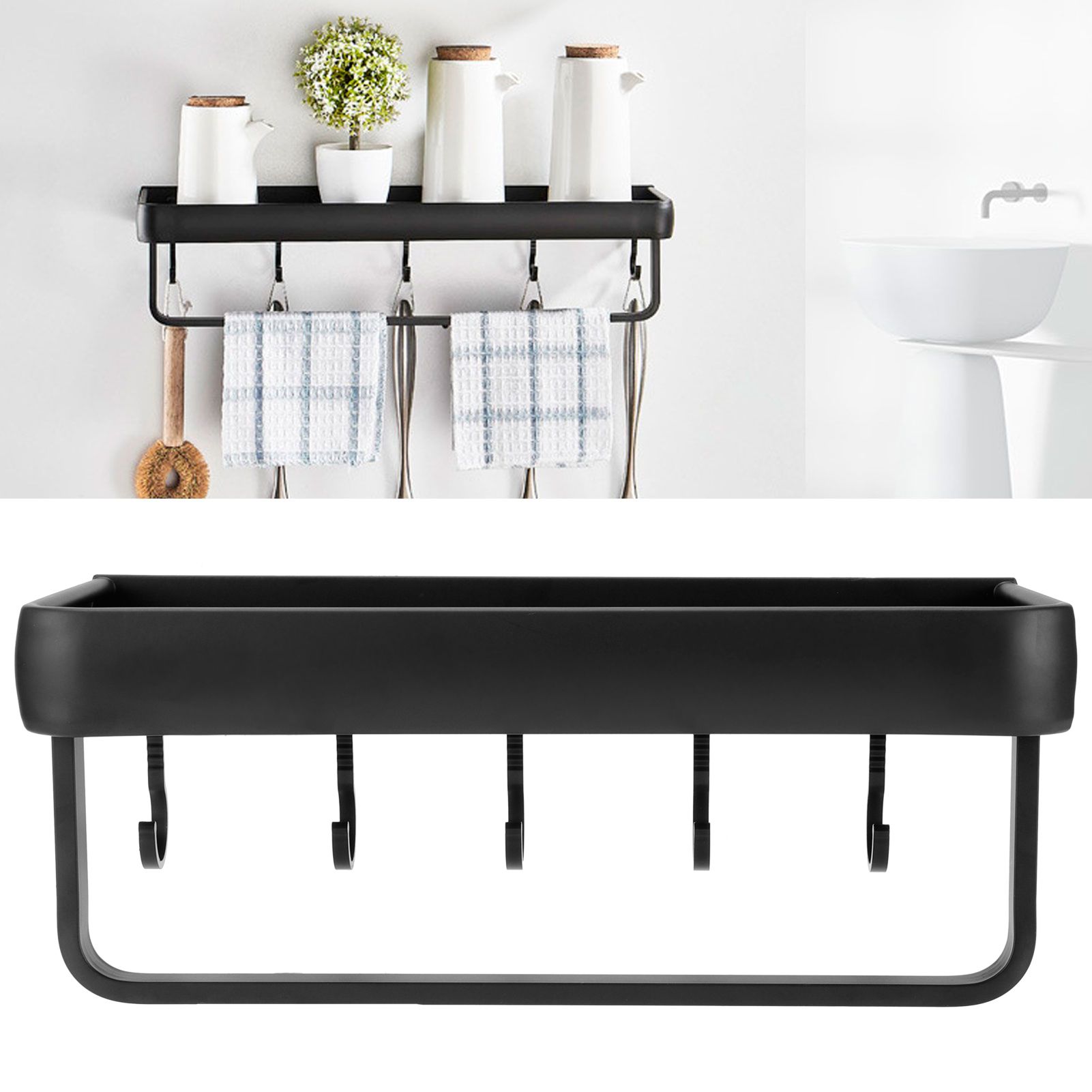 30cm Bathroom Shelf Space Aluminum Wall Mounted Hollow Storage Rack Basket view 9