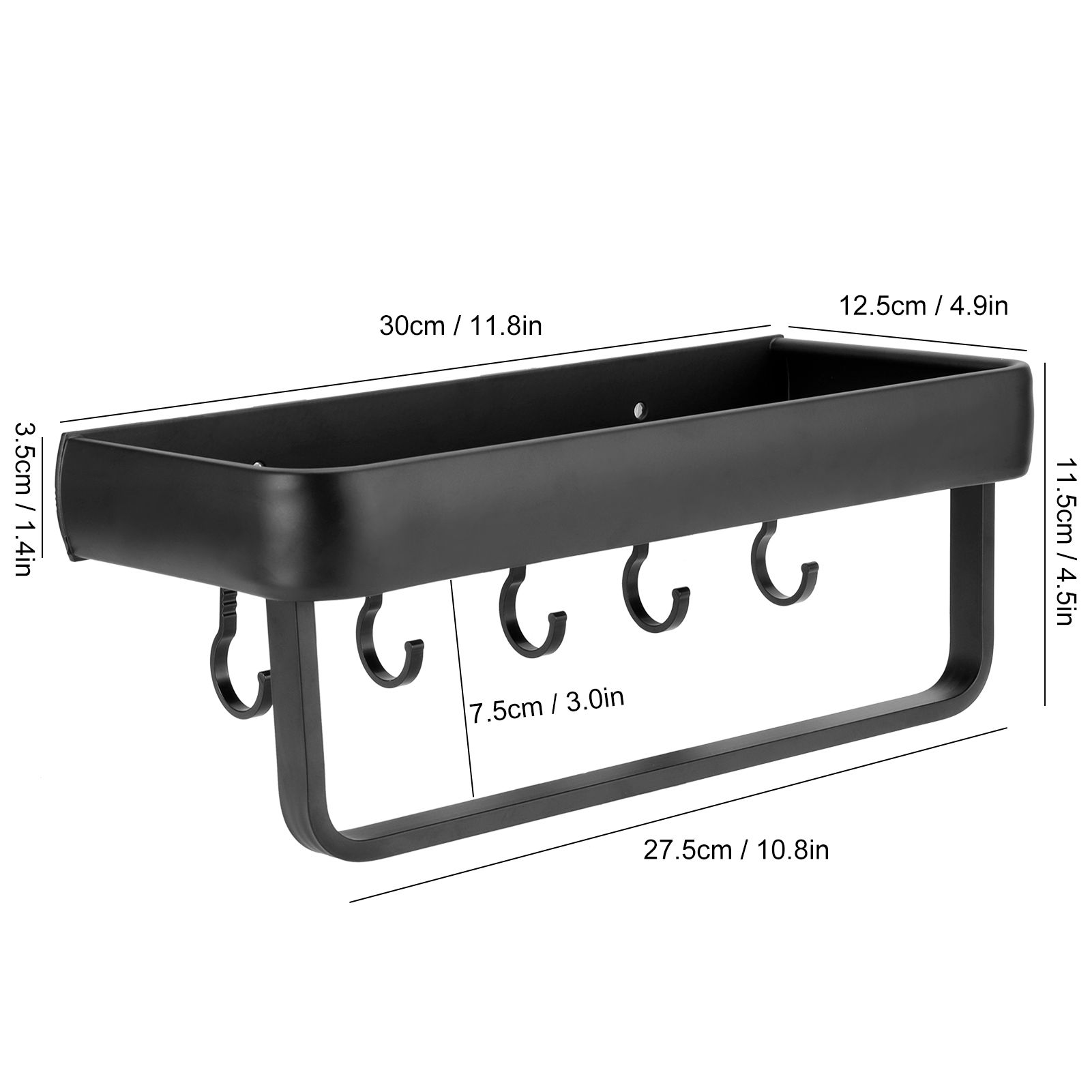 30cm Bathroom Shelf Space Aluminum Wall Mounted Hollow Storage Rack Basket view 15