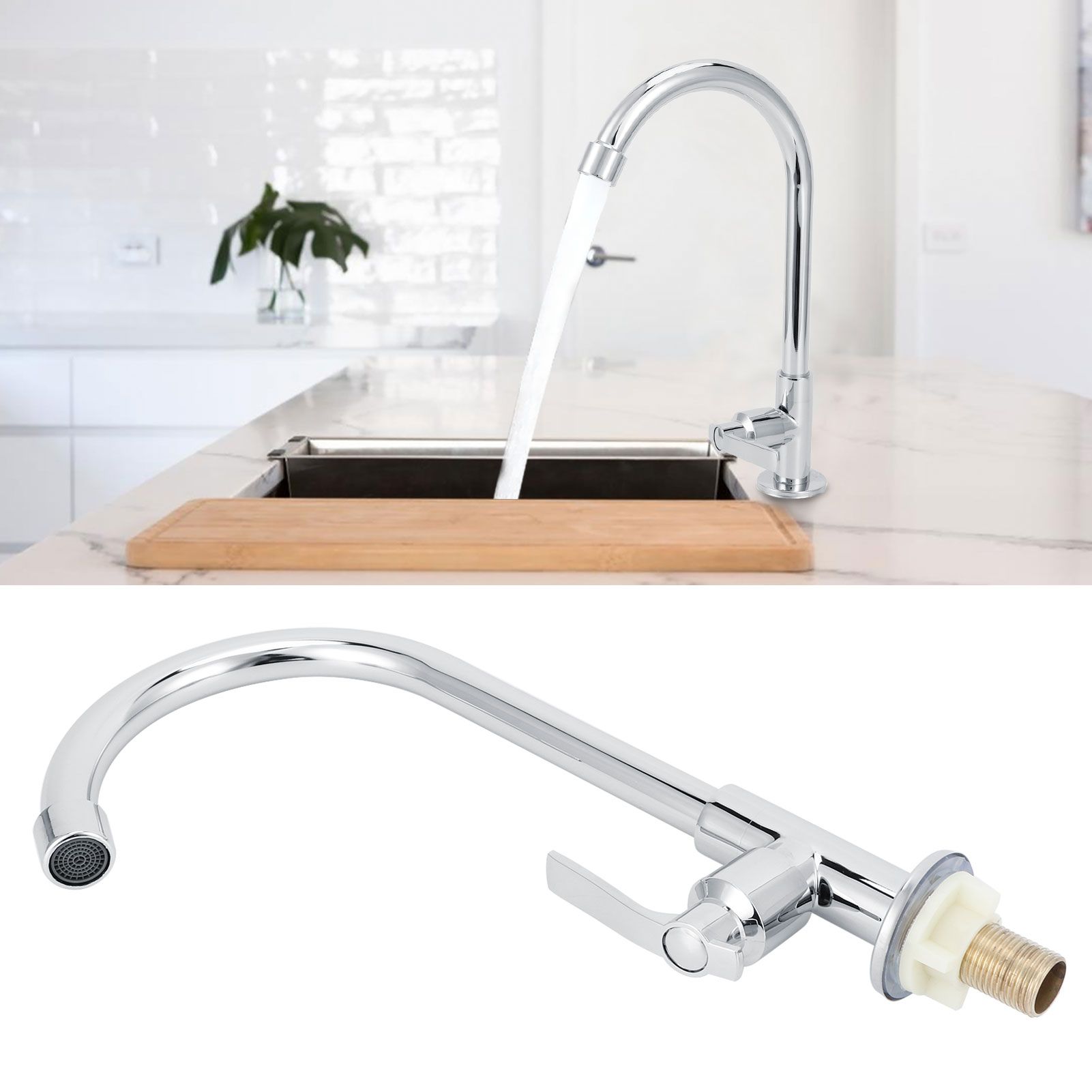 G1/2 Sink Faucet 360 Degree Rotating Stainless Steel Cold Water Tap Kitchen view 10