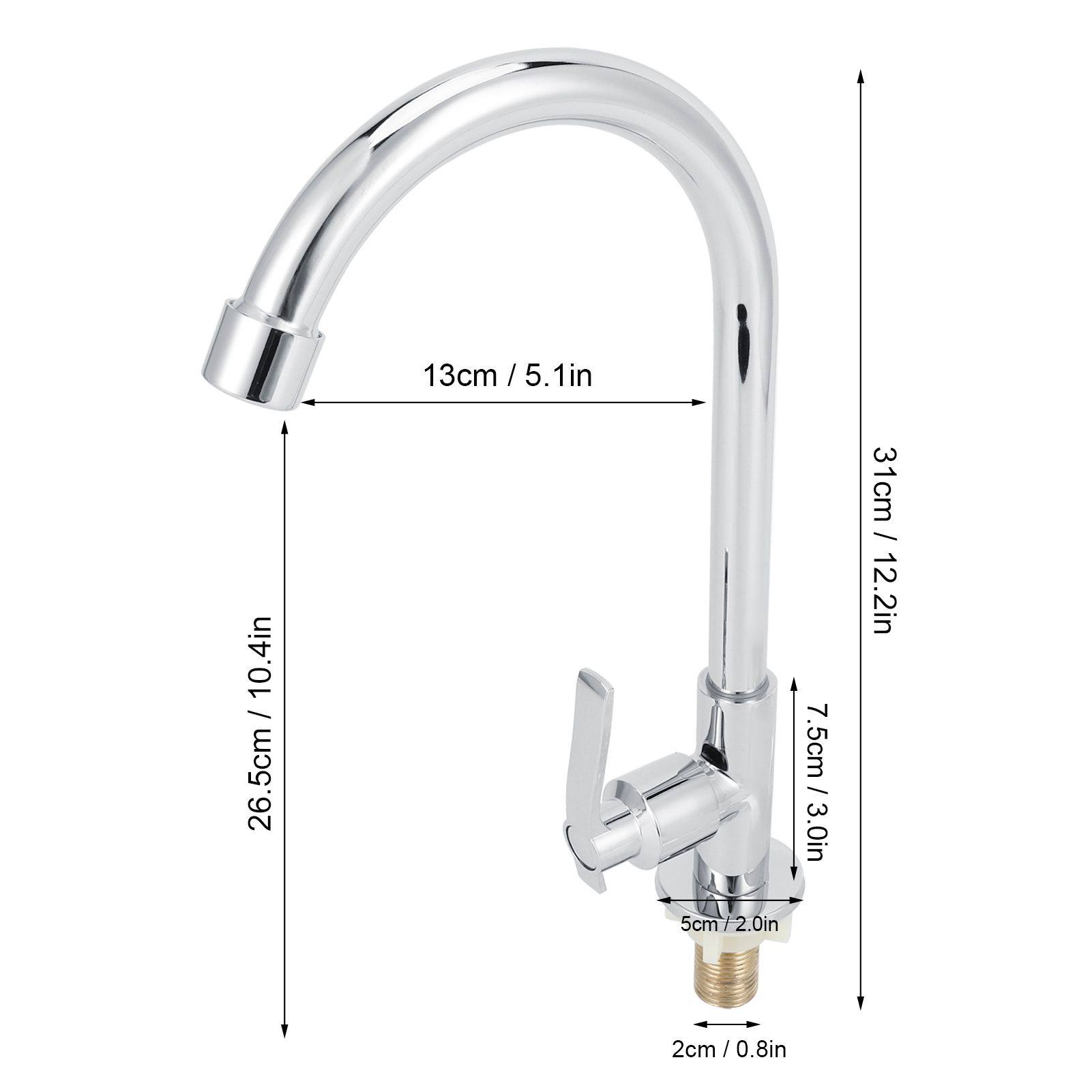 G1/2 Sink Faucet 360 Degree Rotating Stainless Steel Cold Water Tap Kitchen view 15