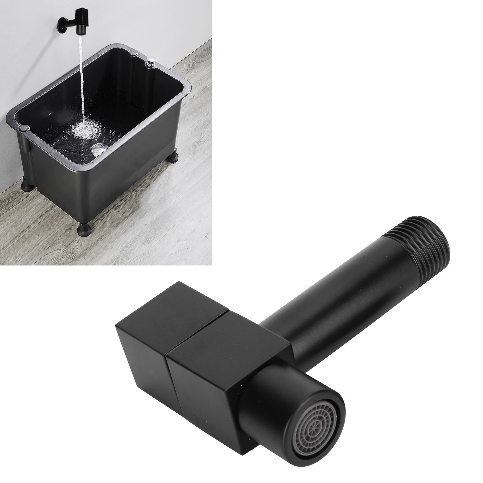 G1/2 Black Mop Sink Faucet Balcony Single Cold Water Gravity Casting Tap view 10