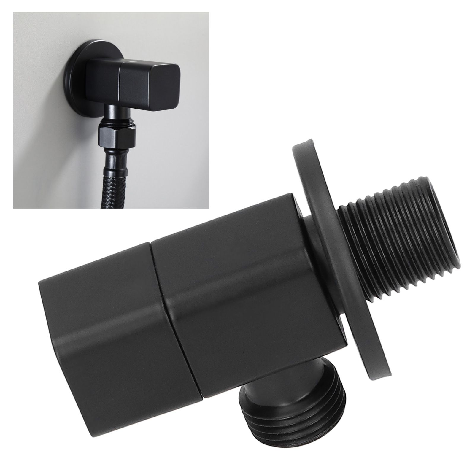 G1/2 Angle Valve Mixer Water Stop Valve Bathroom Toilet Washbasin Accessory Black view 10