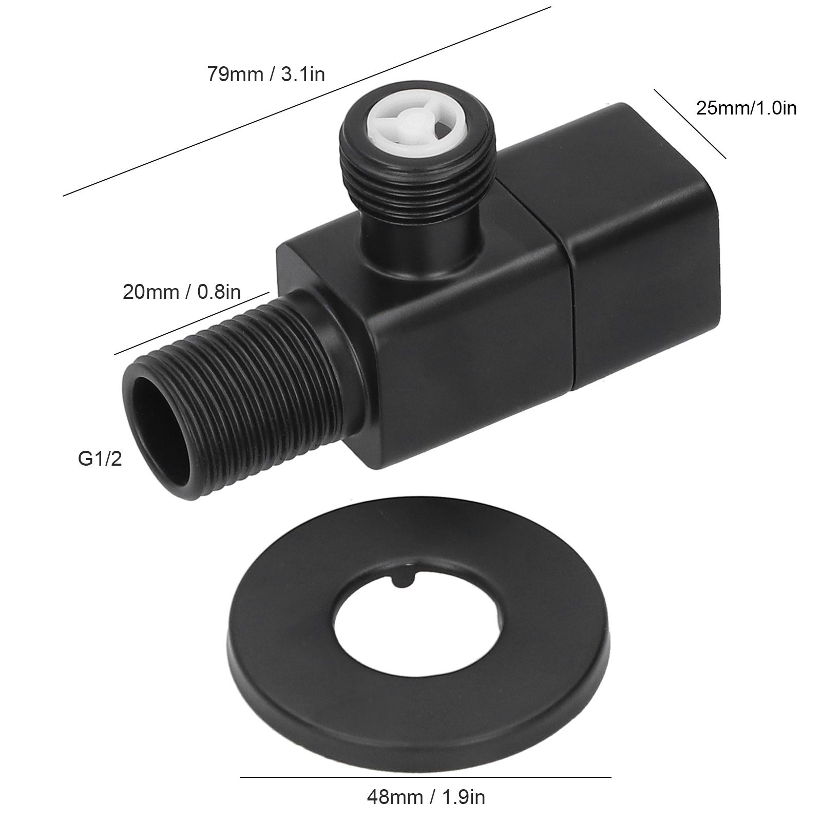 G1/2 Angle Valve Mixer Water Stop Valve Bathroom Toilet Washbasin Accessory Black view 11