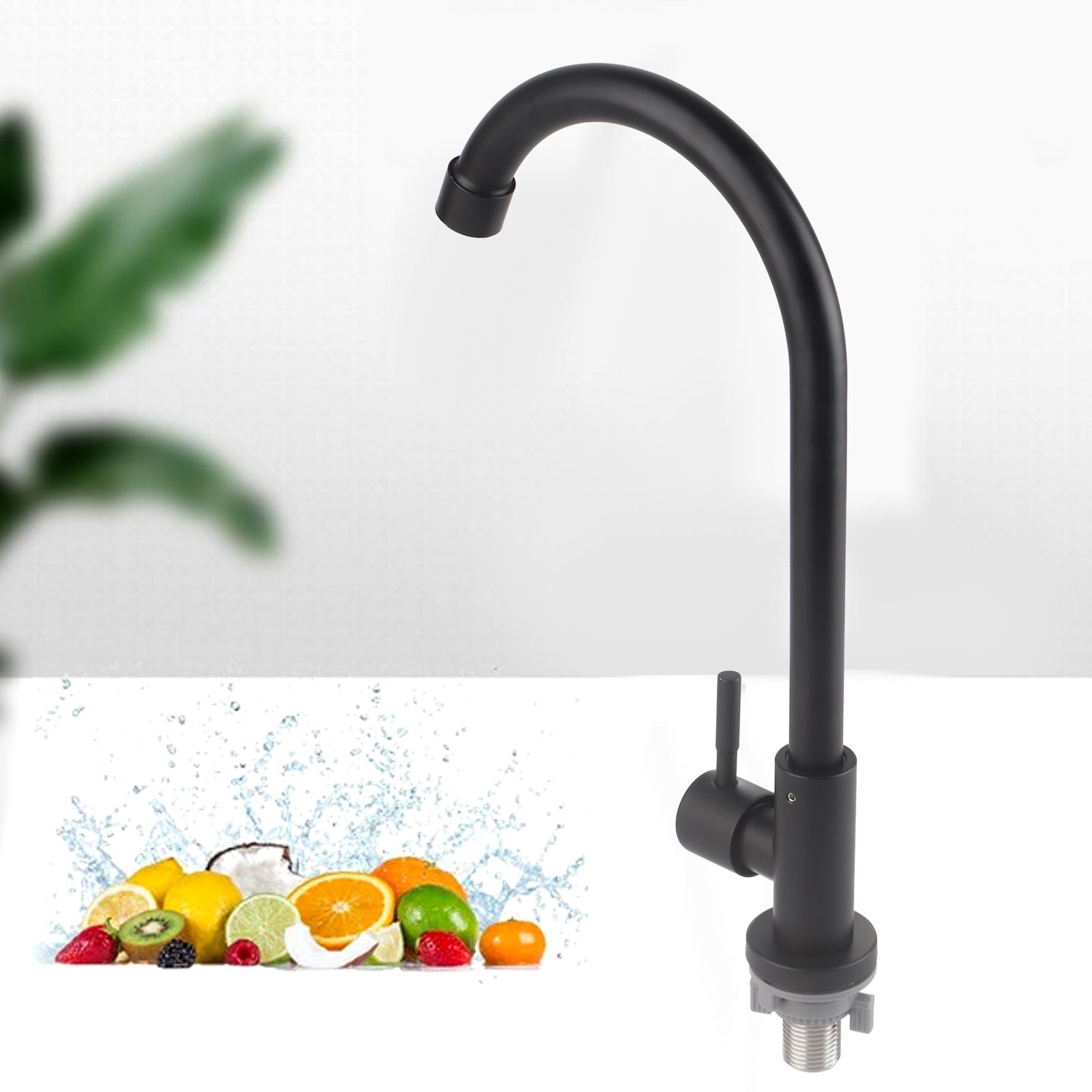 G1/2 Faucet 90 Degree Rotating Single Cold Matte Black Water Tap for Kitchen view 9