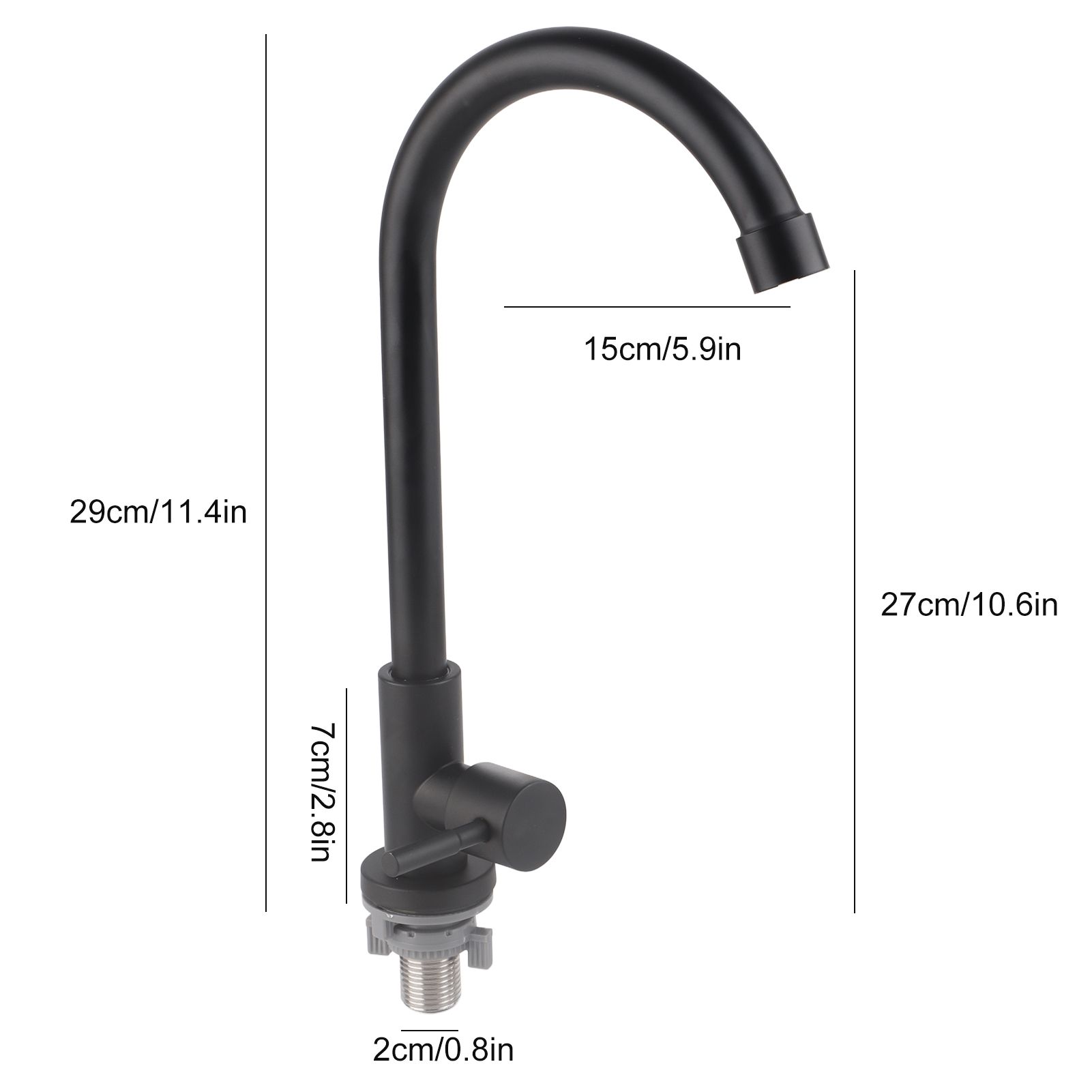 G1/2 Faucet 90 Degree Rotating Single Cold Matte Black Water Tap for Kitchen view 14