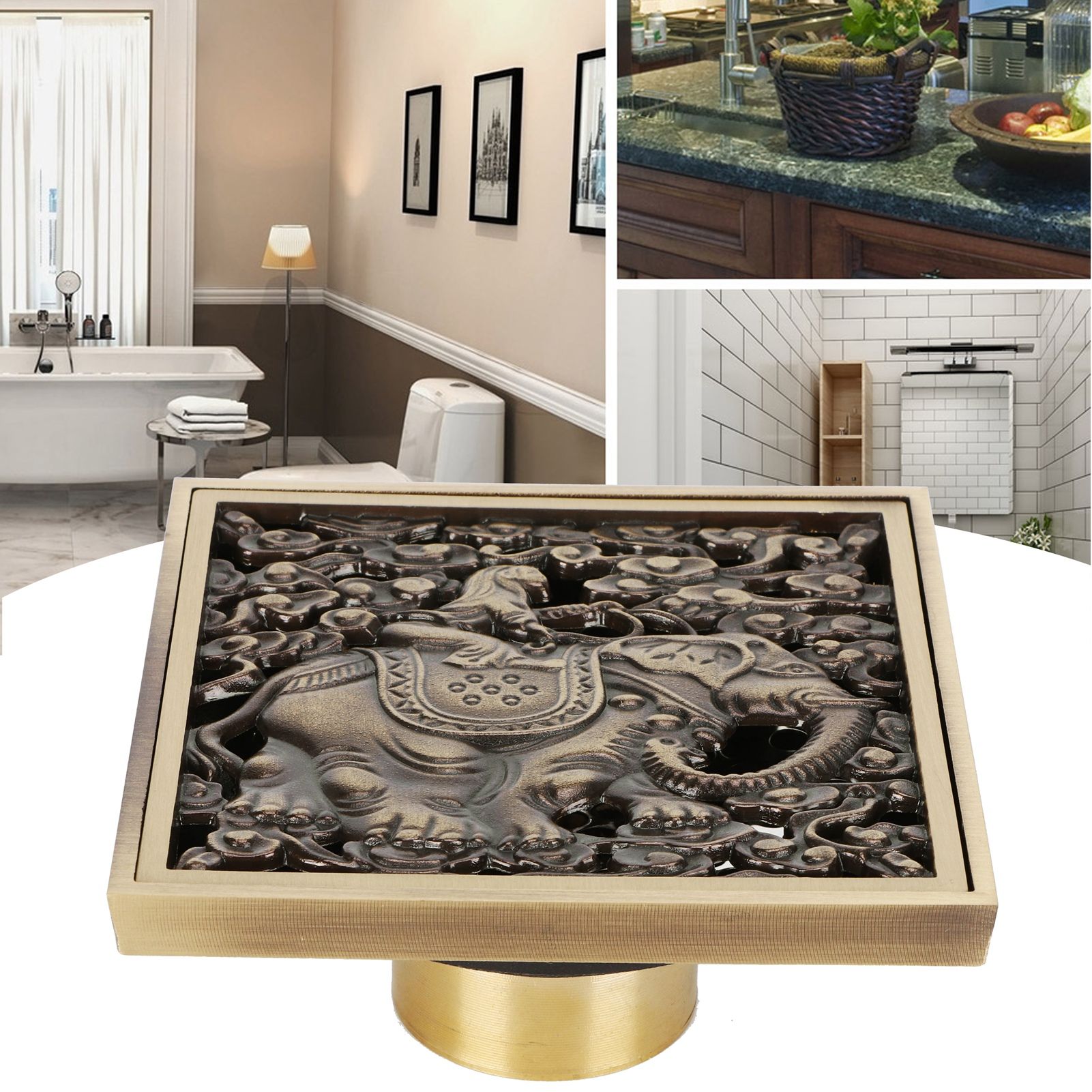 Floor Drain Antique Full Copper Shower Drain Kit for Kitchen Bathroom Toilet Hotel view 9
