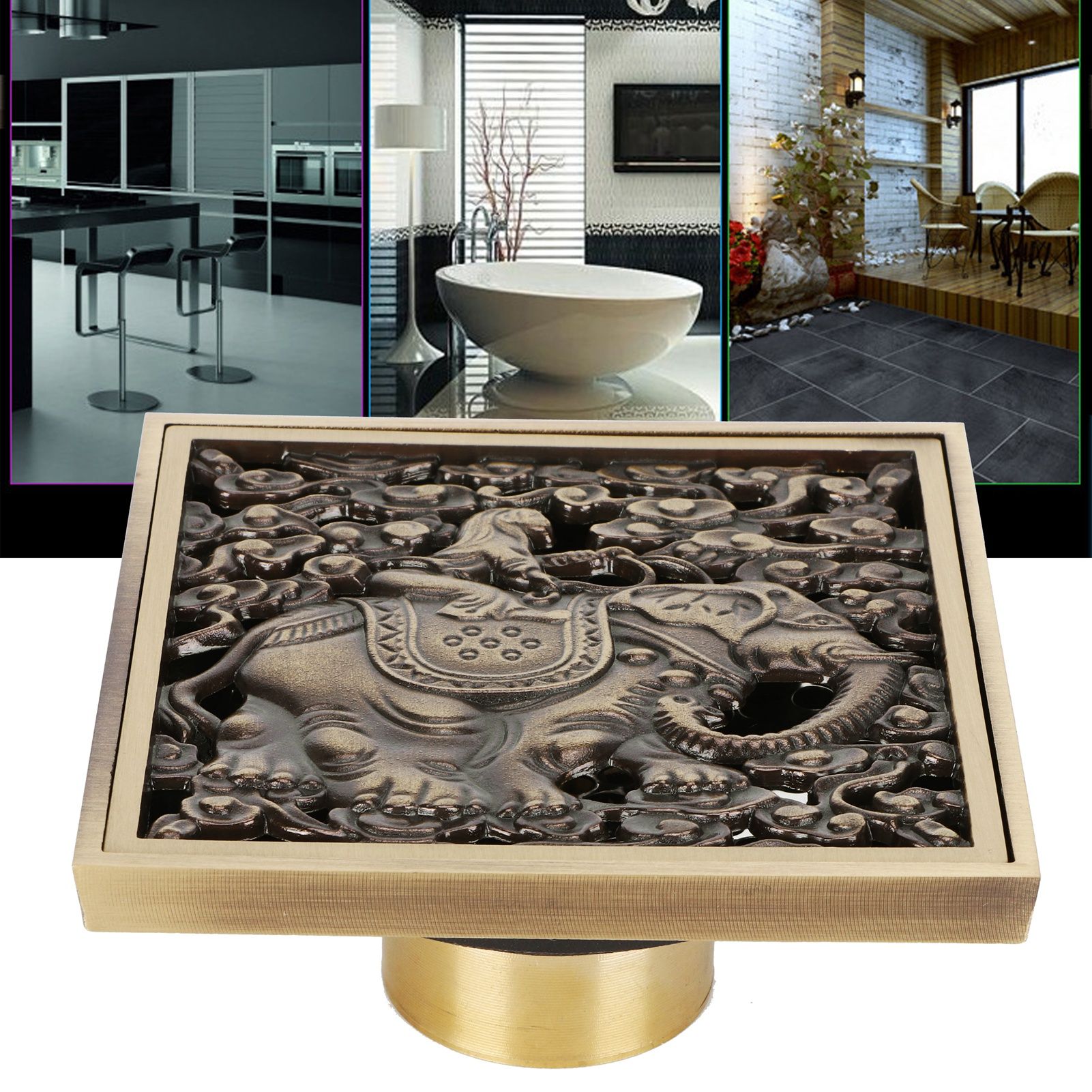 Floor Drain Antique Full Copper Shower Drain Kit for Kitchen Bathroom Toilet Hotel view 10