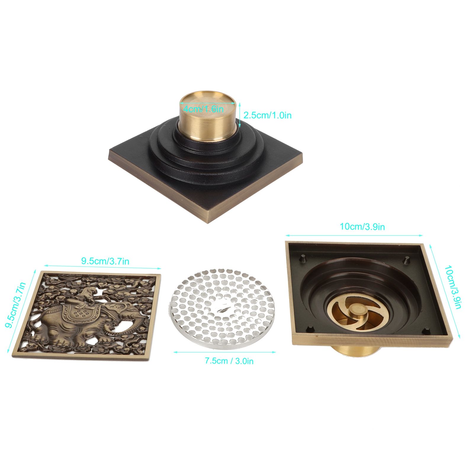 Floor Drain Antique Full Copper Shower Drain Kit for Kitchen Bathroom Toilet Hotel view 14