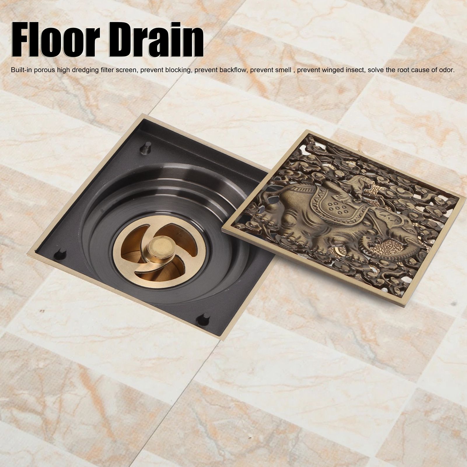 Floor Drain Antique Full Copper Shower Drain Kit for Kitchen Bathroom Toilet Hotel view 15