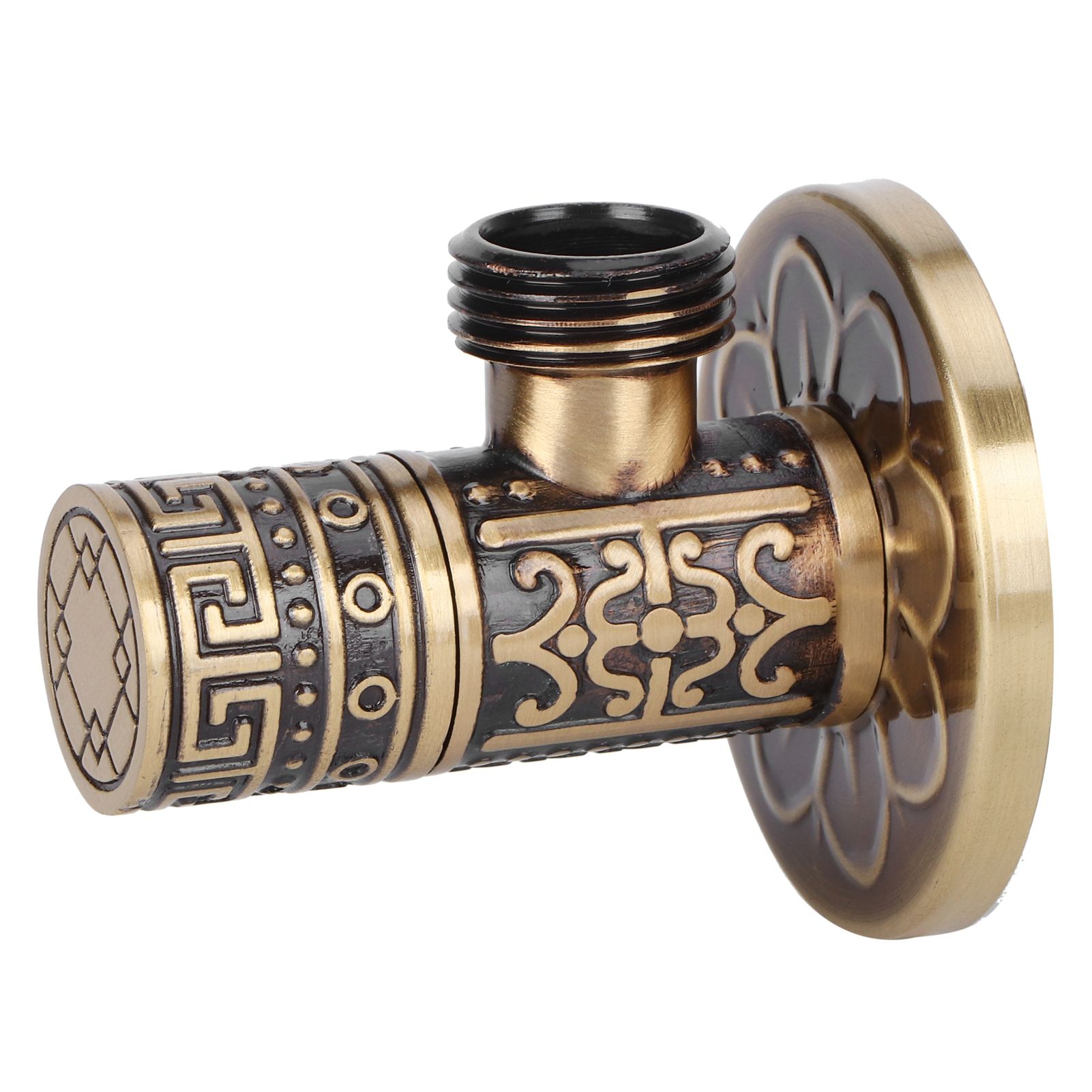 G1/2 External Thread Faucet Angle Valve Thickening Retro Brass Water Stop view 4