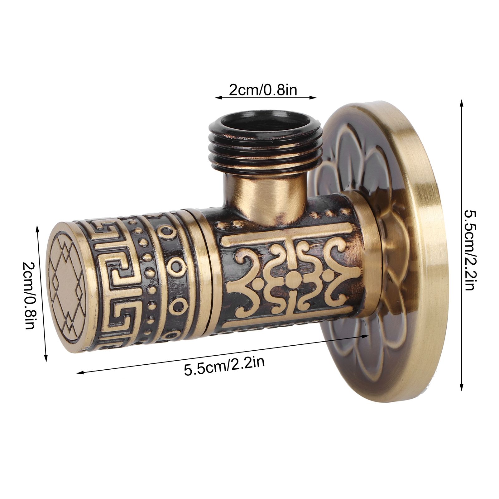 G1/2 External Thread Faucet Angle Valve Thickening Retro Brass Water Stop view 14