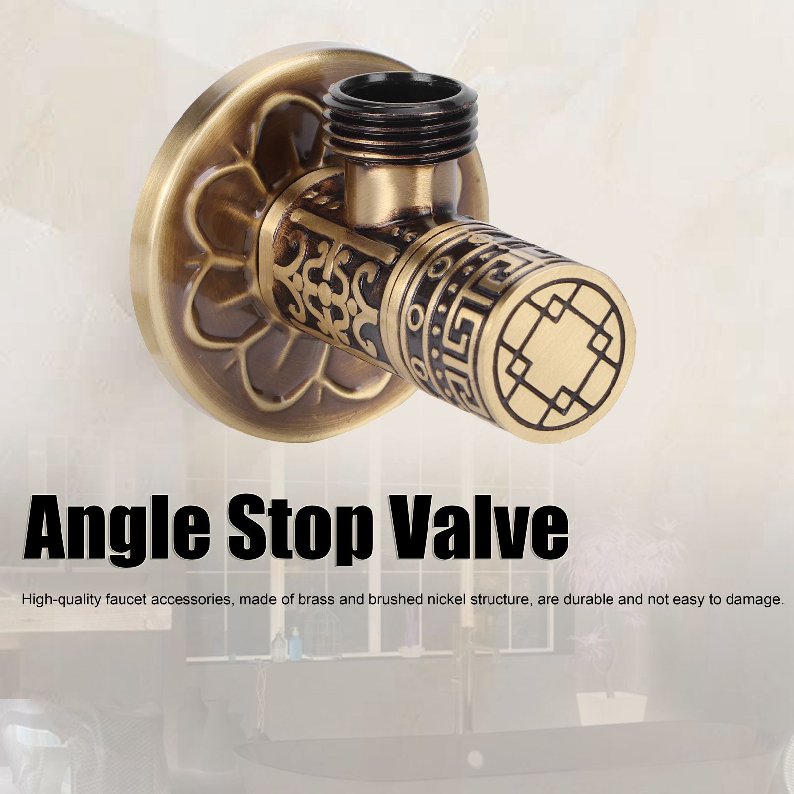 G1/2 External Thread Faucet Angle Valve Thickening Retro Brass Water Stop view 15