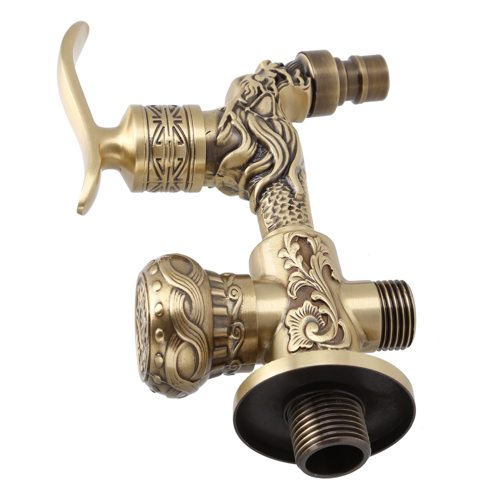 G1/2 Wall Mounted Washing Machine Faucet Brass Retro Hot Cold Water Tap view 3