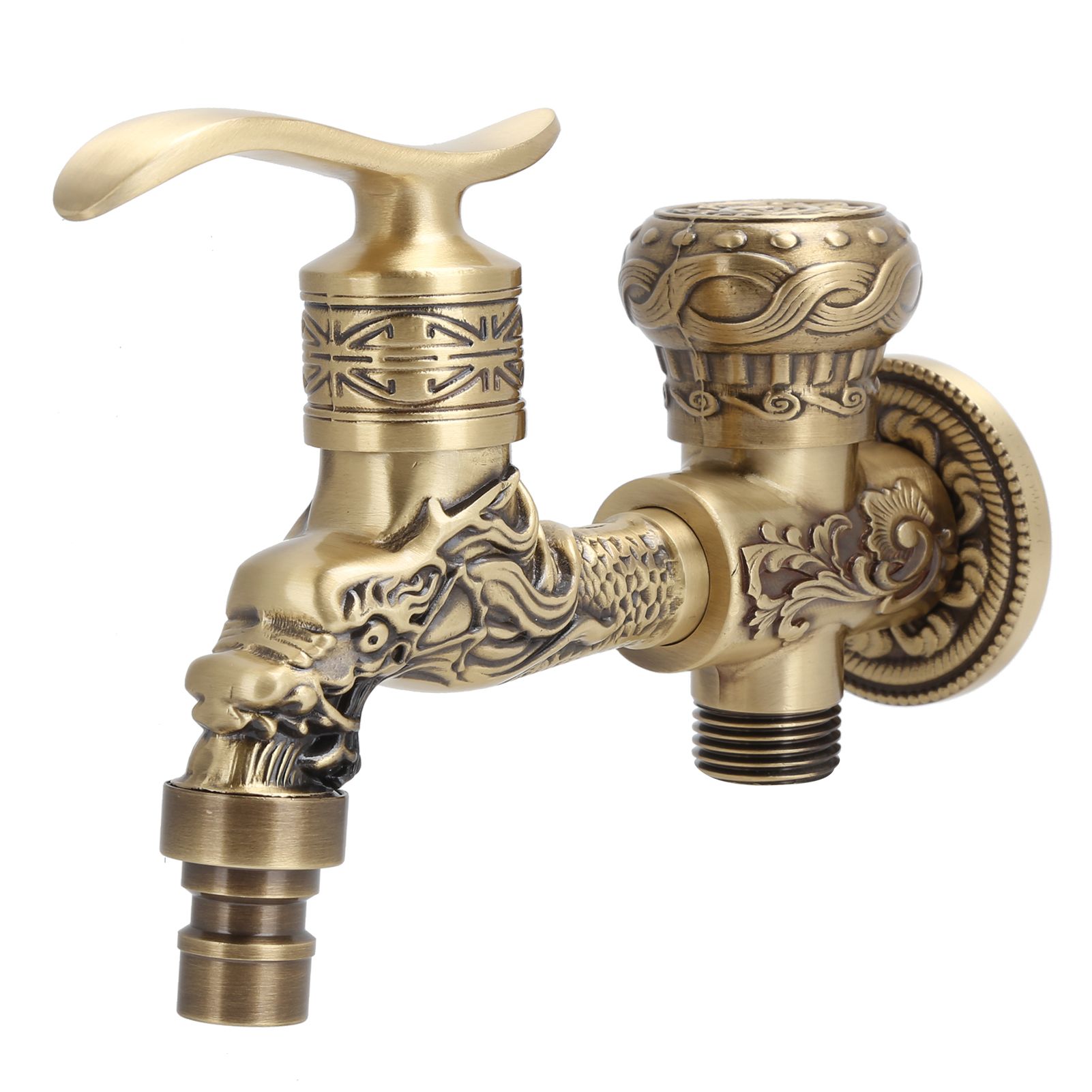 G1/2 Wall Mounted Washing Machine Faucet Brass Retro Hot Cold Water Tap view 4