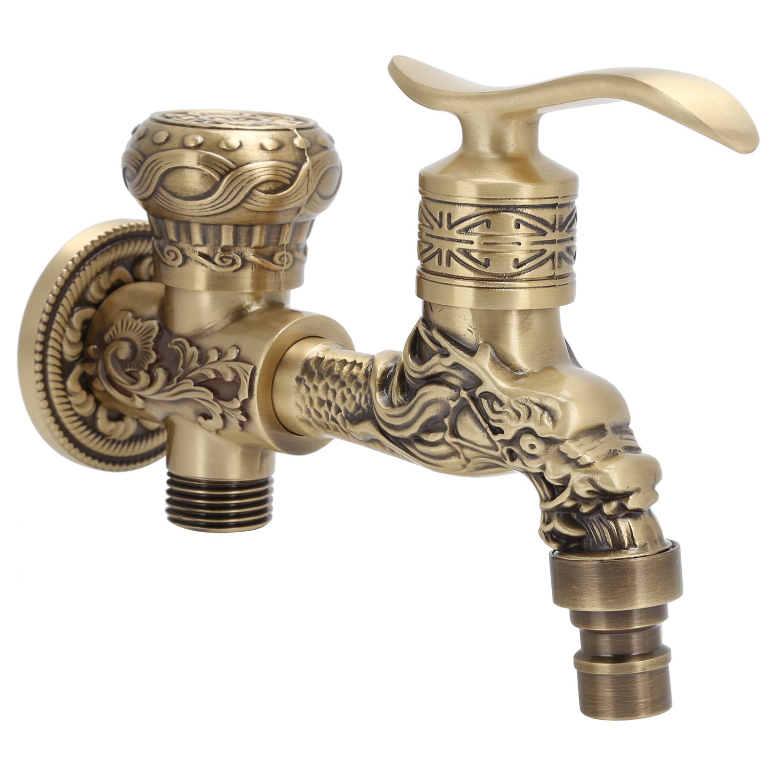 G1/2 Wall Mounted Washing Machine Faucet Brass Retro Hot Cold Water Tap view 5