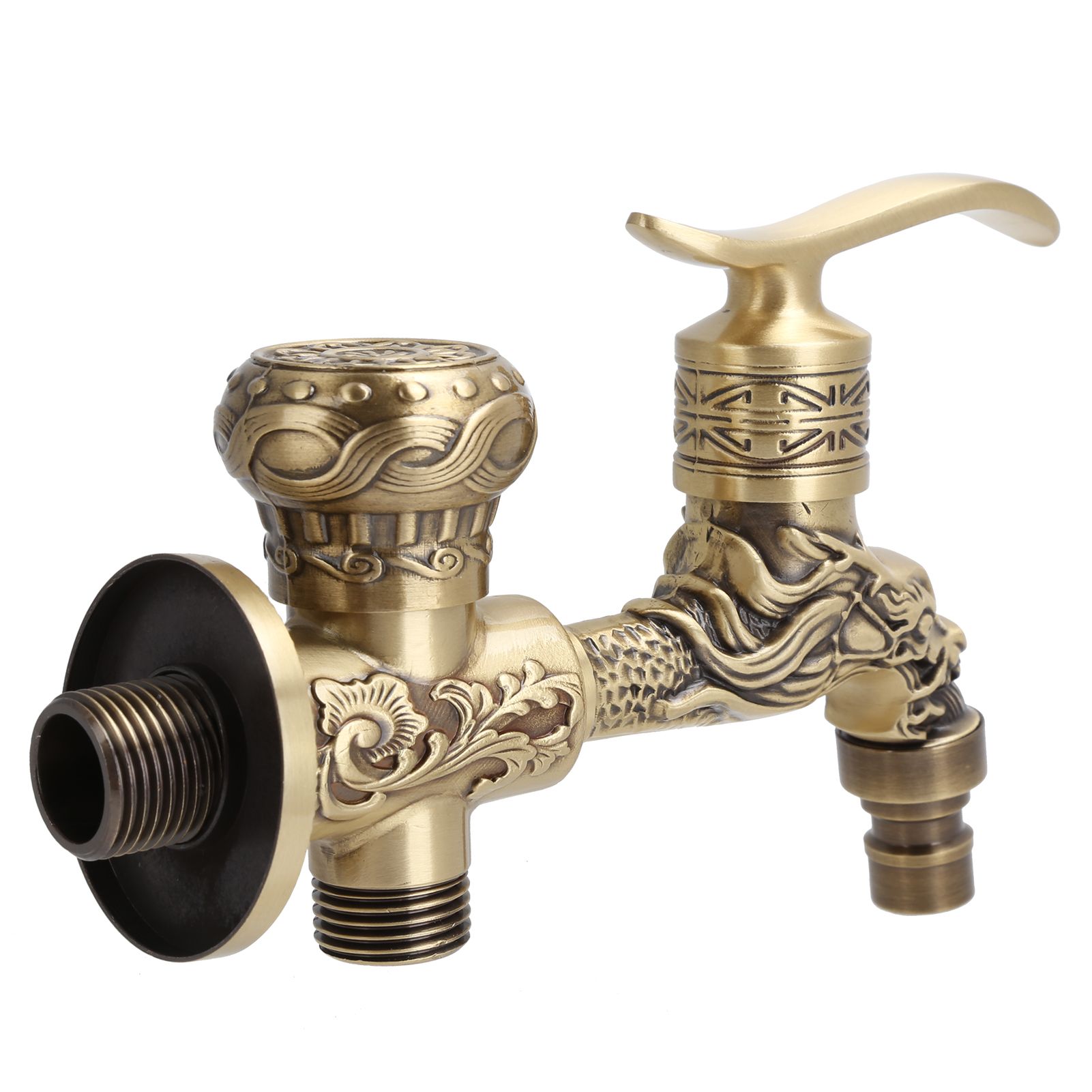 G1/2 Wall Mounted Washing Machine Faucet Brass Retro Hot Cold Water Tap view 6