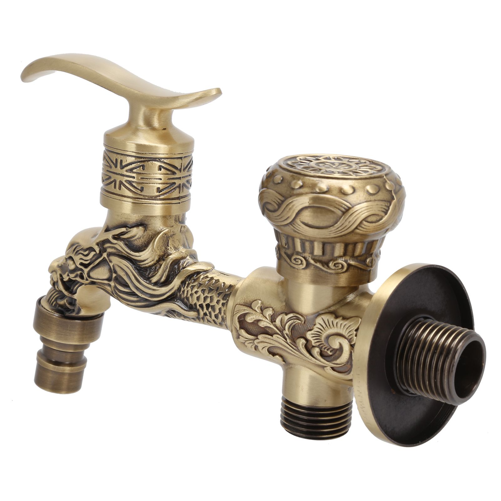 G1/2 Wall Mounted Washing Machine Faucet Brass Retro Hot Cold Water Tap view 7